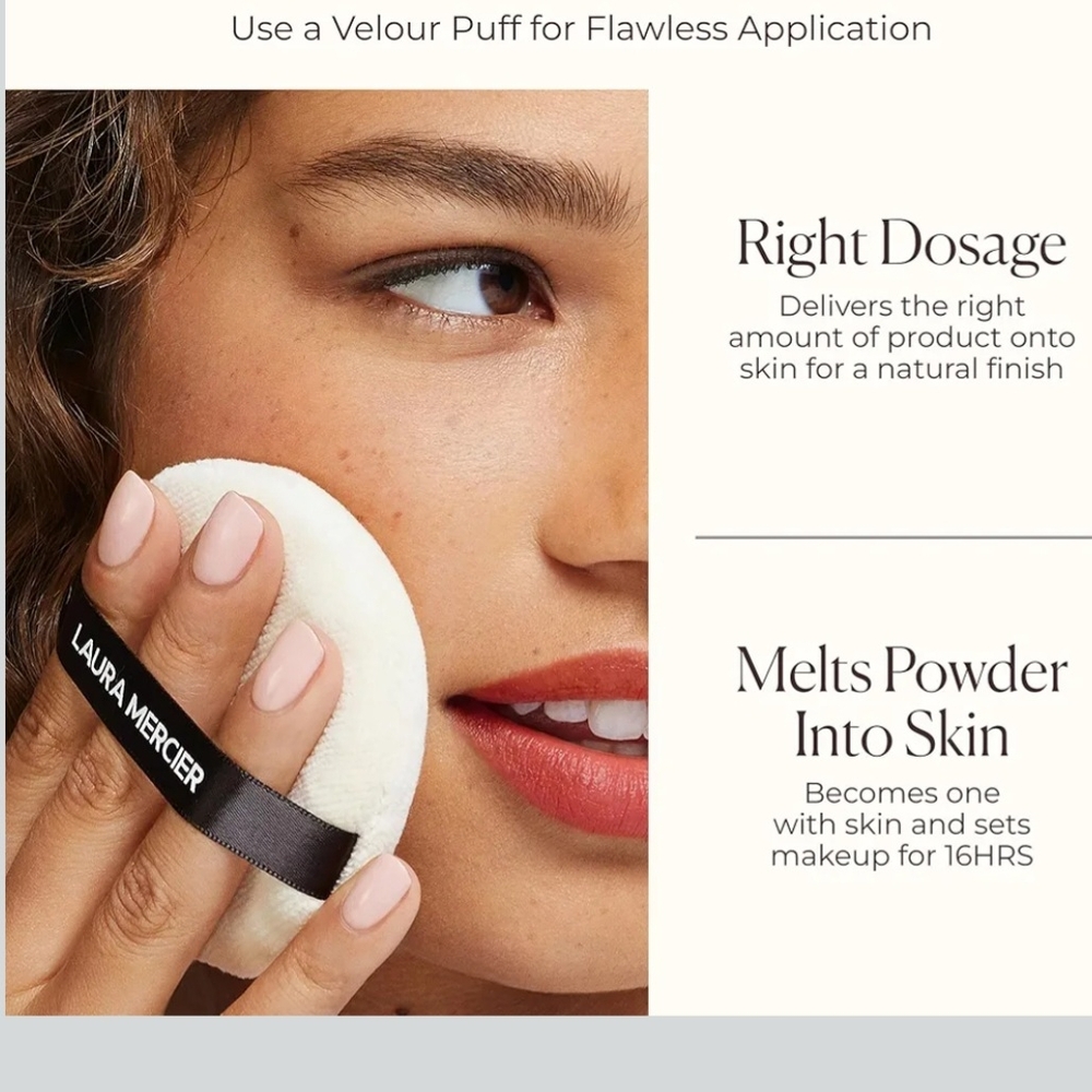 Laura Mercier Velour Puff with Black Strap